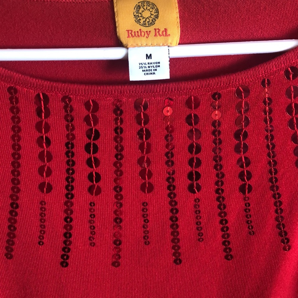 Ruby Rd. Sequins red Blouse - Picture 2 of 4
